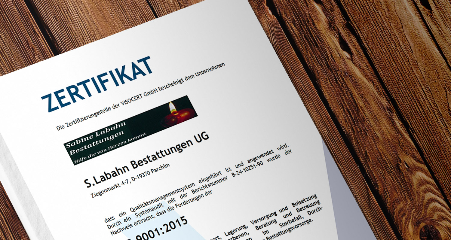 Zertifizierung nach DIN ISO 9001